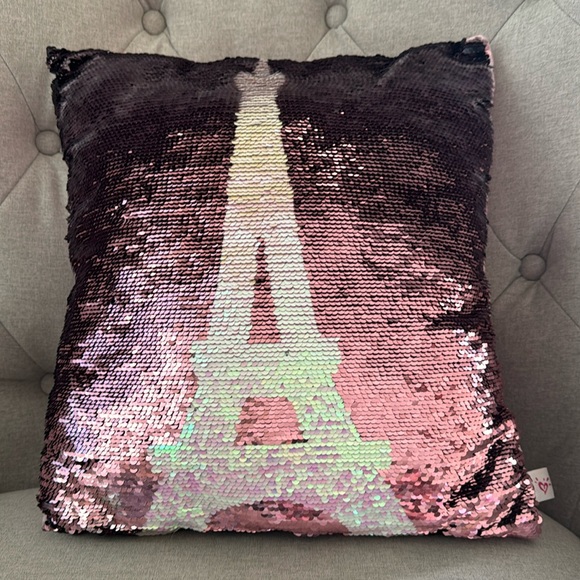 Justice Other - Eiffel Tower sequined flip accent pillow